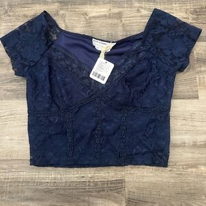Urban navy blue lace crop top